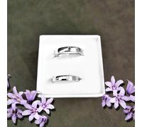 Coppia di fedi - fedine in argento 925 con diamante nero e diamante bianco