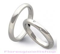 Coppia di fedine con 12 zirconi in argento 925 Flores F54 Incisione gratuita