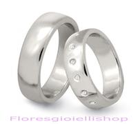 Coppia di fedine con 15 zirconi in argento 925 Flores F22 Incisione gratuita