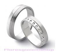 Coppia di fedine con 24 zirconi in argento 925 Flores F58 Incisione gratuita