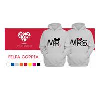 Coppia di felpe Love Innamorati Idea Regalo San Valentino "Mr And Mrs"