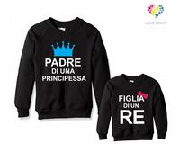 Coppia Di Felpe Padre/Figlio/a Festa del Papà "Principessa e Re"