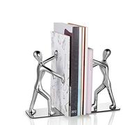 Coppia di fermalibri a forma di lottatore di kung fu, decorativi, alla moda e creativi, in acciaio inossidabile per casa, uffici, librerie, decorazione, regali di compleanno Silver