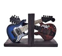 Coppia di fermalibri da mensola a forma di chitarre, pesanti e solidi per un archiviazione ordinata di libri, CD e DVD, in stile vintage, perfetti anche per l’ufficio