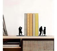 Coppia di fermalibri in metallo con silhouette, fermalibri con supporto multiuso