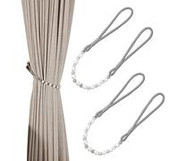 Coppia di fermatende con perle acriliche, corda da legare con decorazione Grey