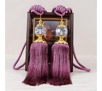Coppia di fermatende decorativi con corde lunghe ed eleganti nappe per tende eleganti (viola scuro)
