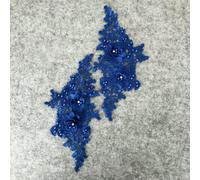 Coppia di fiori in poliestere con colletto cavo 3D, strass ABS perla abito splendido fai da te pizzo artigianato ricamo applicazione-stile 1883-1D-L
