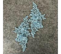 Coppia di fiori in poliestere con colletto cavo 3D, strass ABS perla abito splendido fai da te pizzo artigianato ricamo applicazione-stile 1884-1D-L
