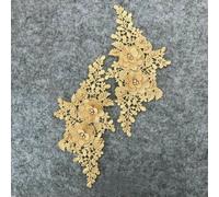 Coppia di fiori in poliestere con colletto cavo 3D, strass ABS perla abito splendido fai da te pizzo artigianato ricamo applicazione-stile 1879-1D-L