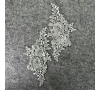 Coppia di fiori in poliestere con colletto cavo 3D, strass ABS perla abito splendido fai da te pizzo artigianato ricamo applicazione-stile 1886-1D-L