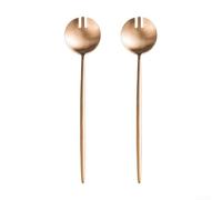 Coppia di forchette da insalata con manico lungo in stile contemporaneo realizzate in materiale resistente alla ruggine per migliorare la tavola (oro rosa)