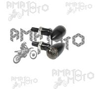 Coppia di frecce indicatori direzione a Led moto in metallo Drop - Nero
