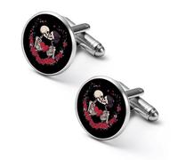 Coppia di gemelli alla moda per uomo con scheletri e scheletri, set di gemelli classici per matrimoni e affari, 1.7cm, Metallo, Nessuna pietra preziosa