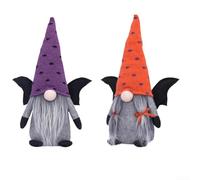 Coppia di gnomi decorativi per Halloween, pipistrello e mucca per corno in peluche, centrotavola e decorazione stagionale per la casa