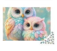 Coppia di gufi carini_2 Puzzle da 1000 pezzi Due gufi carini per adulti Gioco educativo Decorazione per la casa Difficile Stimolante Regalo di compleanno 38x26cm