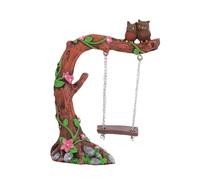 Coppia di gufi in resina su un albero di fiori, statuetta per appartamento,