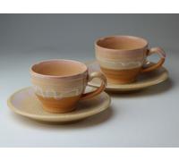 Coppia Di Hagi Yaki Ware Giapponese Tazza Da Caffè E Piattino Shizuku Drop