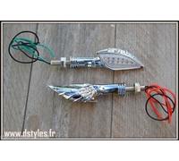 Coppia Di Intermittenti Braccio Scheletro/Scheletro A LED Cromo Moto Custom