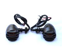 Coppia Di Intermittenti IN Metallo Con Griglie Colore Nero ( Moto Custom Harley)