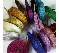 Coppia Di Lacci Per Scarpe In Glitter Di Tela Decorativi