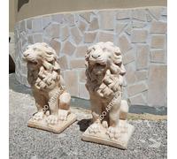 COPPIA DI LEONI LEONE STATUA DA GIARDINO PER ESTERNO IN CEMENTO MARMO E PIETRA