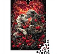 Coppia di Leopardi Arte Puzzle 1000 Pezzi Carta per Adulti Scena Cuore Amore Gioco di Puzzle 1000 Pezzi Famiglia Relax Decorazione Regalo 70x50cm/1000pcs