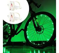 Coppia di luci luminose per ruota della bicicletta, impermeabili, a LED, perfette per ciclismo sicuro di notte (verde)