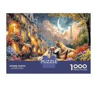 Coppia di Lupi a Parigi Puzzle da Assemblare Classico Cartoncino Cane e Cortile del Castello Interattivo Antipassatempi 70x50cm/1000pezzi