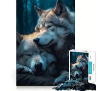 Coppia di lupi addormentati - Puzzle da 1000 pezzi - Memory Train - Divertente gioco con superficie liscia e priva di sbavature - Sfida divertente per il tempo libero (50x75cm)