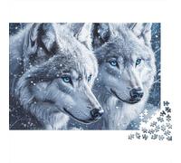Coppia di lupi delle nevi Puzzle da 1000 pezzi Due lupi con occhi azzurri per giochi educativi per adulti Bellissima decorazione Sfida di alta difficoltà Regalo di compleanno 52x38cm/1000pcs