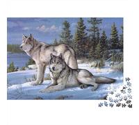 Coppia di lupi invernali Puzzle Coppia di lupi invernali 1000 Tessere Cartone Resistente Per Uomo E Donna, Stimolante Tempo Libero, Regalo Compleanno Premium Immagini Vibranti 70x50cm/1000pcs