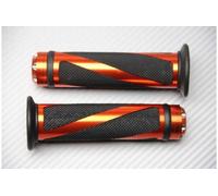 Coppia di Manopole Des e Sin in Alluminio / Gomma Arancione 22 / 24mm Universale