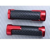 Coppia di Manopole Des e Sin in Alluminio / Gomma Rosso 22 / 24 mm Universale