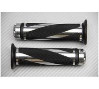 Coppia di Manopole Des e Sin in Alluminio / Gomma Silver 22 / 24 mm Universale