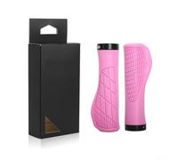 Coppia di manopole elastiche in gomma TPR antiscivolo per manubrio da 22 mm di diametro con anelli di bloccaggio, coppia di ricambio per bici pieghevoli da strada da montagna (rosa)