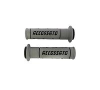 Coppia di Manopole In Gomma Bicomponente Grigia con Scritta Accossato Nera per Triumph Daytona 675 dal 2006 al 2016 (CC 675)