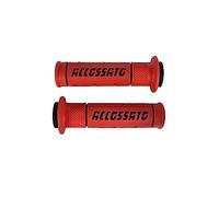 Coppia di Manopole In Gomma Bicomponente Rossa con Scritta Accossato Nera per Triumph Daytona 675 dal 2006 al 2016 (CC 675)