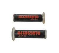 Coppia di Manopole Racing In Gel Con Scritta Accossato Rossa per MV Agusta Brutale 675 dal 2012 al 2017, CC 675