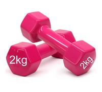COPPIA DI MANUBRI IN VINILE DA 2KG OGNUNO MANUBRI PESI PALESTRA FITNESS ROSA