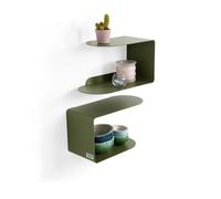 Coppia di mensole in metallo Camilla a C, 35x18x20 cm, Verde Olivia