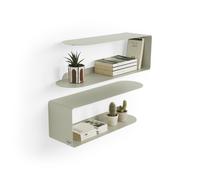 Coppia di mensole in metallo Camilla a C, 60x18x20 cm, Beige