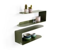 Coppia di mensole in metallo Camilla a C, 60x18x20 cm, Verde Olivia