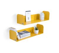 Coppia di mensole in metallo Camilla a U, 60x18x15 cm, Giallo Senape