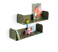 Coppia di mensole in metallo Camilla a U, 60x18x15 cm, Verde Olivia