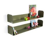 Coppia di mensole in metallo Camilla a U, 90x18x15 cm, Verde Olivia