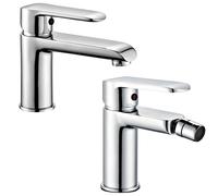 Coppia di Miscelatore Rubinetto Bidet e Miscelatore Lavabo Linea America Cromata