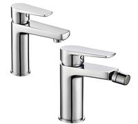 Coppia di Miscelatore Rubinetto Bidet e Miscelatore Lavabo Linea Asia Cromata