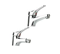 COPPIA di MISCELATORI RUBINETTI LAVABO e BIDET BAGNO OTTONE CROMATO
