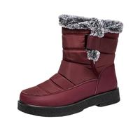 Coppia di Moda Uomo Donna Inverno Resistente all'Acqua Anello con Gancio Piatto Mantieni Caldi Stivali da Neve Comodi Stivali Medi (Red, 44)